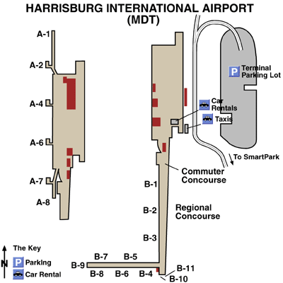 Harrisburg International Airport Map